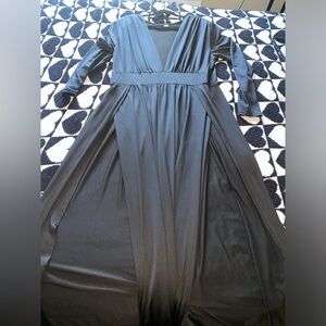 SHEIN Floor Length V Neck Dress with Slits